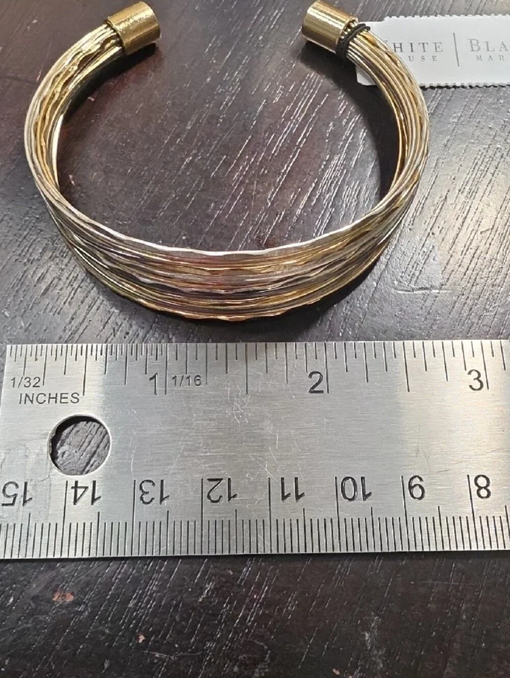 White House Black Market Tri-Tone Bangle Bracelet in Gold, Rose Gold & Silver